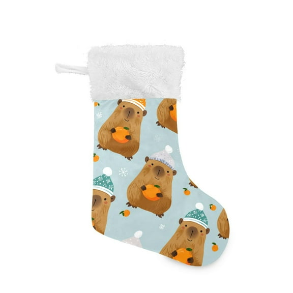 Hand Painted Capybara with Oranges Christmas Christmas Stockings Large Capacity 18 inch Gift Bag with Hook Xmas Holiday Decor 1 Pack