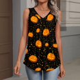 thumbnail image 4 of Bovemsi Plus Size Tank Tops for Women V Neck Pumpkin Graphic Sleeveless, Halloween Layering Comfort Tops for Women Trendy L, 4 of 5