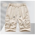 thumbnail image 2 of OSOLU Solid Color Men's Cozy Twill Cargo Shorts Cotton Drawstring Stretch Summer Short With Pockets Fashionable Classic Leisure Bottoms, 2 of 4