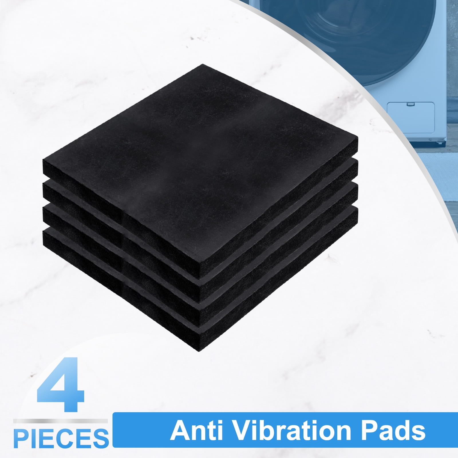 Uxcell 4 Pack Rubber Anti Vibration Pads, 6" x 6" x 0.4" Square Rubber Shock Absorbing Washer Pads, Non-Skid Protector Mat for Washer Dryer Air Conditioner Compressor