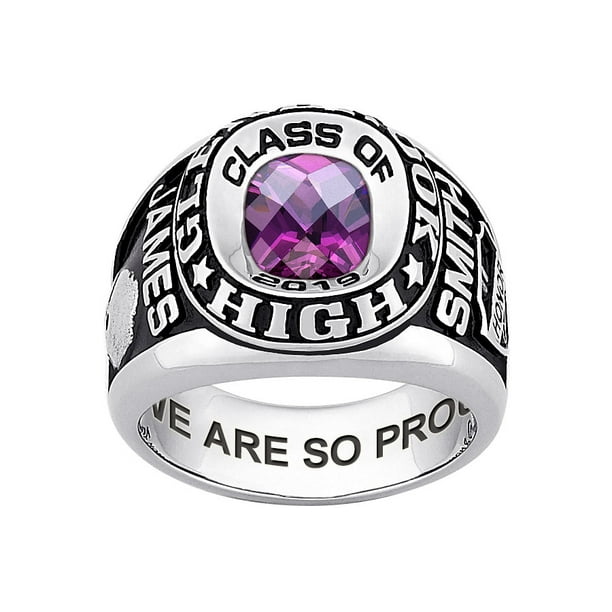 Freestyle Class Rings - Personalized Checkerboard Stone Sterling Silver ...