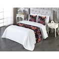 thumbnail image 3 of Tropical Jungle Bed Runner Set, Night Garden of Tiger Lily Pattern Flowers and Petals, Decorative Bedding Scarf & 2 Pillow Shams for Hotels Homes, Queen, Charcoal Grey and Vermilion, by Ambesonne, 3 of 3