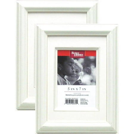 Better Homes and Gardens 2pk 5" x 7"/3.5" x 5" Picture Frames, Distressed White