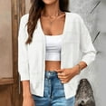 thumbnail image 2 of idosla Women's Lightweight Cardigans Casual Long Sleeve V-Neck Button Print Shrugs Sweaters Open Front Outerwear (White, XL), 2 of 7