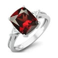 thumbnail image 2 of 925 Sterling Silver 9X7mm Cushion Garnet Solitaire Women Valentines Day Gifts Ring, 2 of 3
