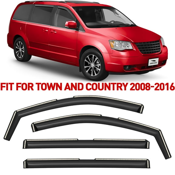 Voron Glass in-Channel Extra Durable Rain Guards for Chrysler Town and Country 2008-2016, Window Deflectors, Vent Window Visors, 4 Pieces - 200741