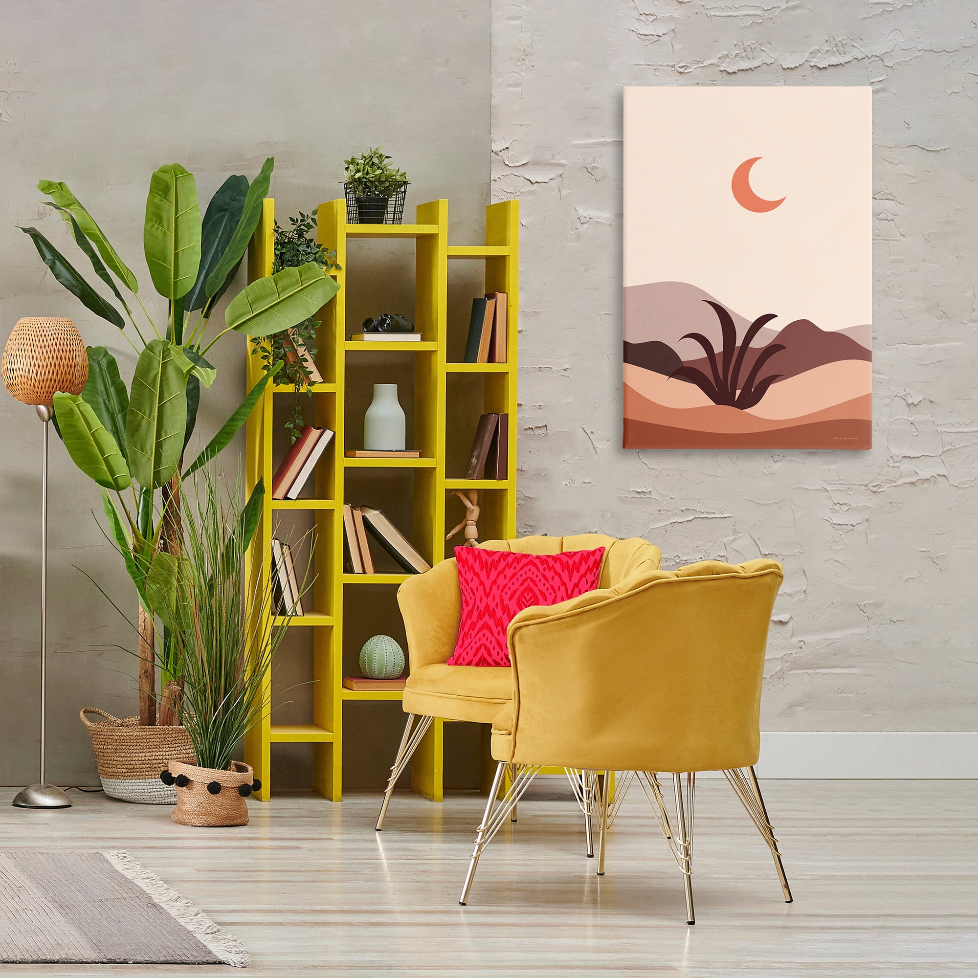 Stupell Industries Moon Over Desert Scene Landscape & Nature Painting Wrapped Canvas Art Print Wall Art, 24 x 36