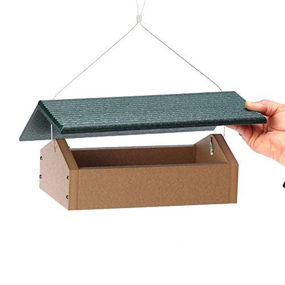 Birds Choice SNUDD Recycled Cake Upside Down Suet Feeder, Seed Block Feeder, 4 Suet Cakes, 11-3/4"L X 8-3/4"W X 4"H, Taupe w/ Green Roof - image 4 of 7