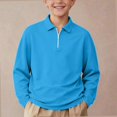 thumbnail image 2 of NORO ARK Boys Long Sleeve Polo Shirt (3-15) School Uniform with Half-Zip Tops Sky Blue Size 3T, 2 of 9