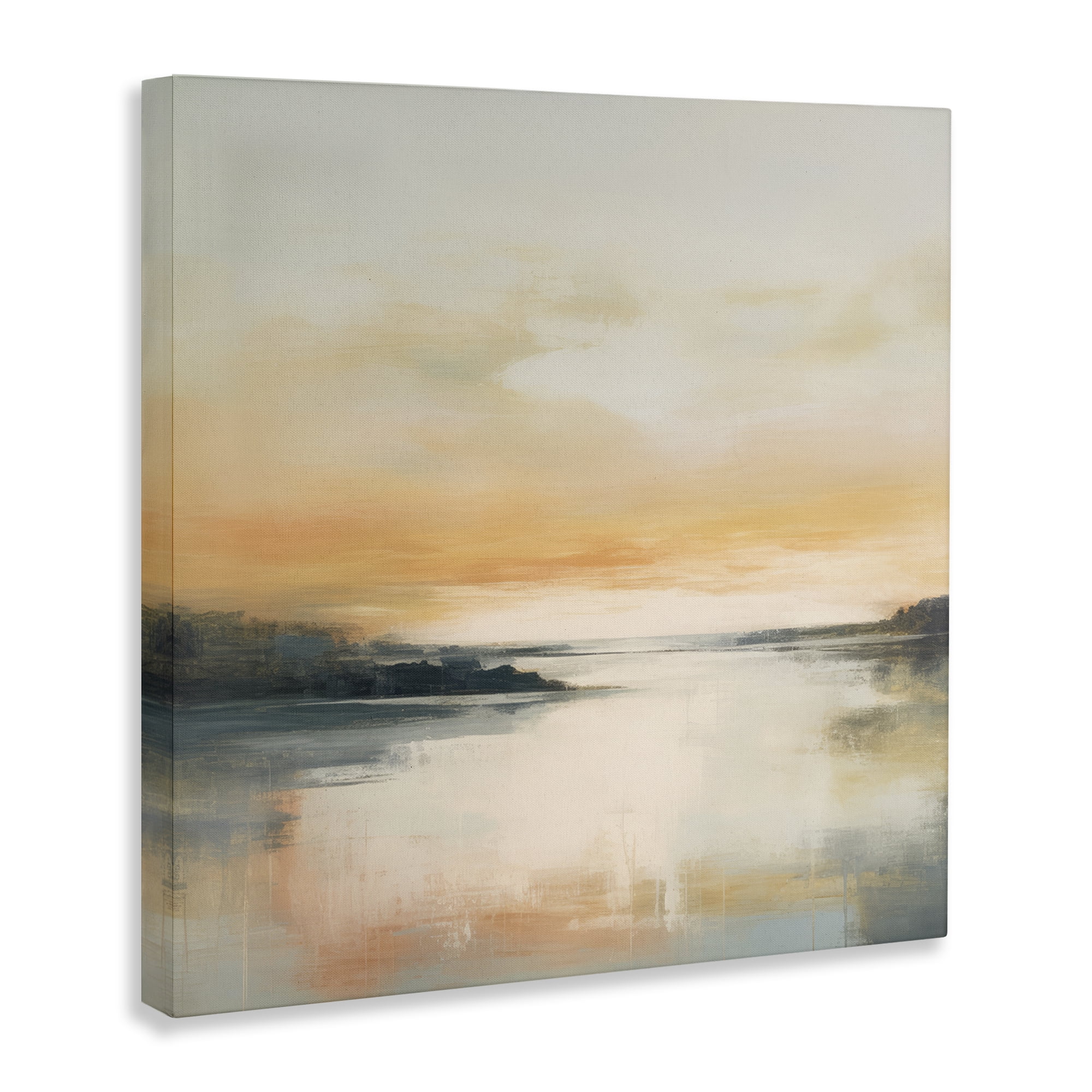 Stupell Industries Clear Sunset on Lake Landscape & Nature Painting Wrapped Canvas Art Print Wall Art, 17 x 17