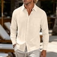 thumbnail image 2 of Thousandth Men Linen Long Sleeve Button Down Shirt Casual Plus Size Loose Fit Shirt Lightweight Tops Outdoor Work Shirts for Men, 2 of 8