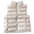 thumbnail image 3 of Mifsaly Cropped Puffer Vest for Women Zip up Lightweight Sleeveless Down Jacket Stand Collar Windproof Thermal Padded Coats Soild Color Warm Winter Outerwear with Zipper Pockets, 3 of 3