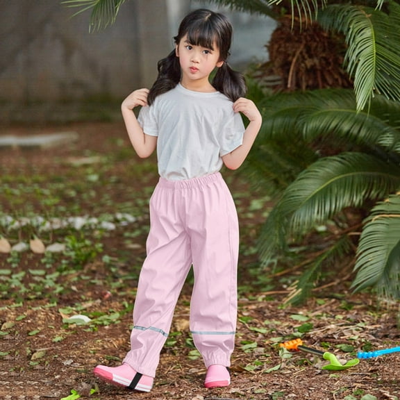 Kids Girls Boys Rain Pants Waterproof Pants Kids Puddle Dry Rain Pants Lightweight Reflective Camping Hiking Hunting Overall Rain Pants For Little Boys