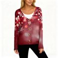 thumbnail image 4 of Women's Fashion Long Sleeve Christmas Snowman Snowflake Print Jacket Cardigan for Holiday Party and Casual Daily Wear,Wine,M, 4 of 6