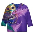thumbnail image 5 of Riecok Mardi Gras Outfits for Kids Masquerade Mask Sparkly Sequins Print 3/4 Sleeve Crew Neck Comfortable Loose Fashion Mardi Gras Shirts for Kids Mardi Gras Clothing 3-4 T Multicolor, 5 of 5