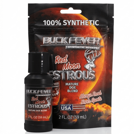 Buck Fever Red Moon Doe Estrous (2 Oz) - Synthetically Formulated Whitetail Deer Attractant - All-Season Non-Spoiling Synthetic Deer Scent for Pre or Post Rut Lure Setups