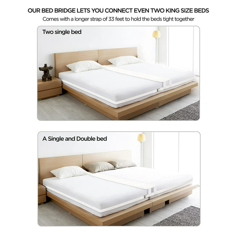 Bed Bridge Twin to King Converter Kit Thicken Memory Bed Gap Filler Adjustable Bed Bridge Mattress Connector with Strap for Bed, Storage Bag