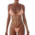 thumbnail image 5 of B91xZ Women Triangle Halter Bikini Set Retro Halter Ruched High Waist Bikini with Bottom,Pink XL, 5 of 5