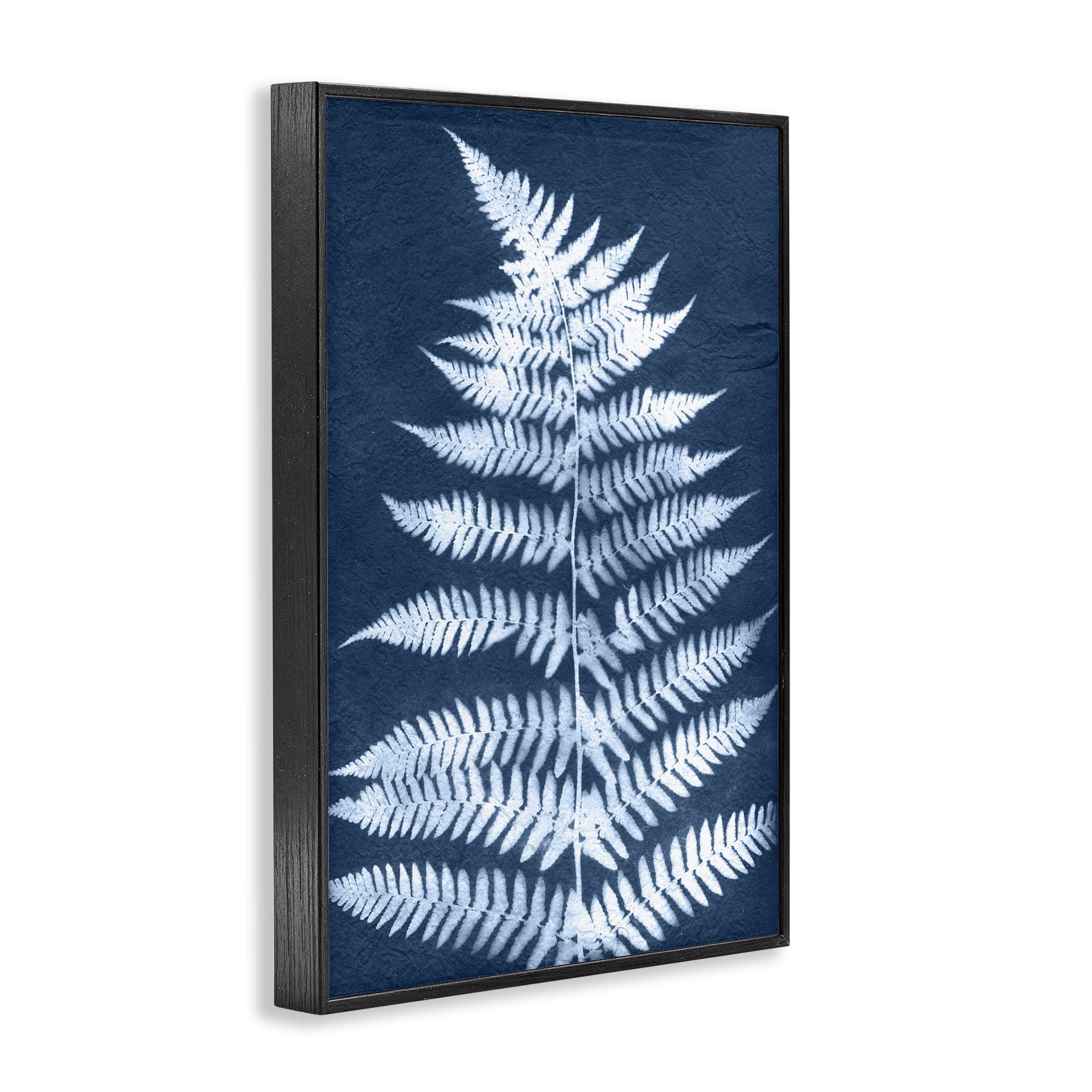 Stupell Industries Forest Fern in Blue Botanical & Floral Painting Black Framed Art Print Wall Art, 16 x 24