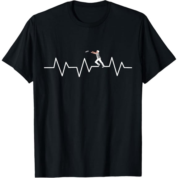 Simple Fit Ultimate Frisbee Heartbeat Disc Golf Player Gift T-Shirt All Size S-5Xl