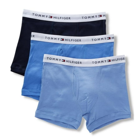 Men's Tommy Hilfiger 09TQ002 100% Cotton Trunks - 3 Pack (Soft Blue M)