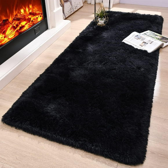 Alfombra de Área Merelax Suave y Esponjosa para Dormitorio y Sala, Negra