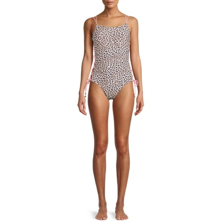 No Boundaries Juniors' and Junior’s Plus Lace-Up One-Piece Swimsuit