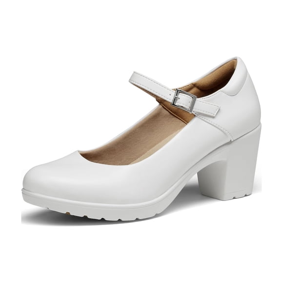 Zapatos de Tacón Mary Jane EDENIA para Mujer DREAM PAIRS Blanco Tacón de 7 cm