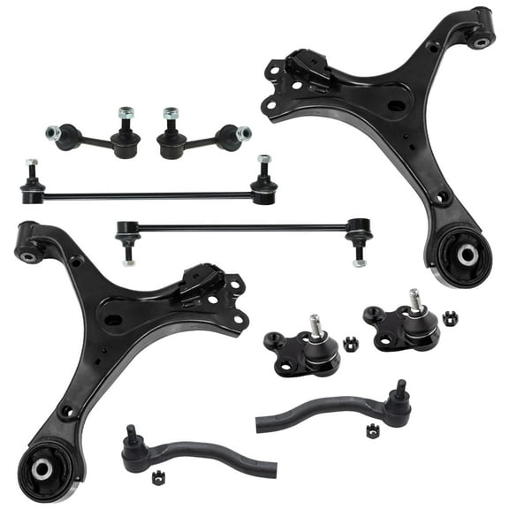 PartsW - 10 Pc Front & Rear Suspension Kit Lower Control Arms, Outer Tie Rod Ends, Lower B Joints, Sway Bar End Links Fits Acura ILX 2013-2015/Honda Civic 2012/Honda Civic 2013