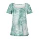 thumbnail image 4 of ICHUANYI Clearance Fashion Womens Casual Printed Square Neck Short Sleeve Buttons Tops Loose Blouses(Mint Green, XL) ICHUANYI WER2023080906030, 4 of 5