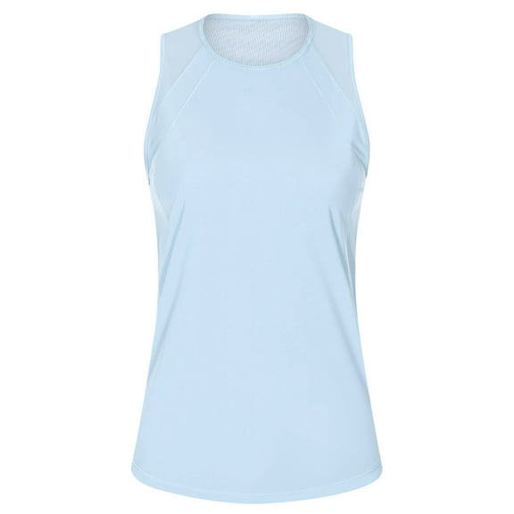 MIXUE Tank Top for Women Summer Solid Color Round Neck Sleeveless Casual Soft Basic Camisole Vest Womens Tank Tops Outwear,Blue,XL