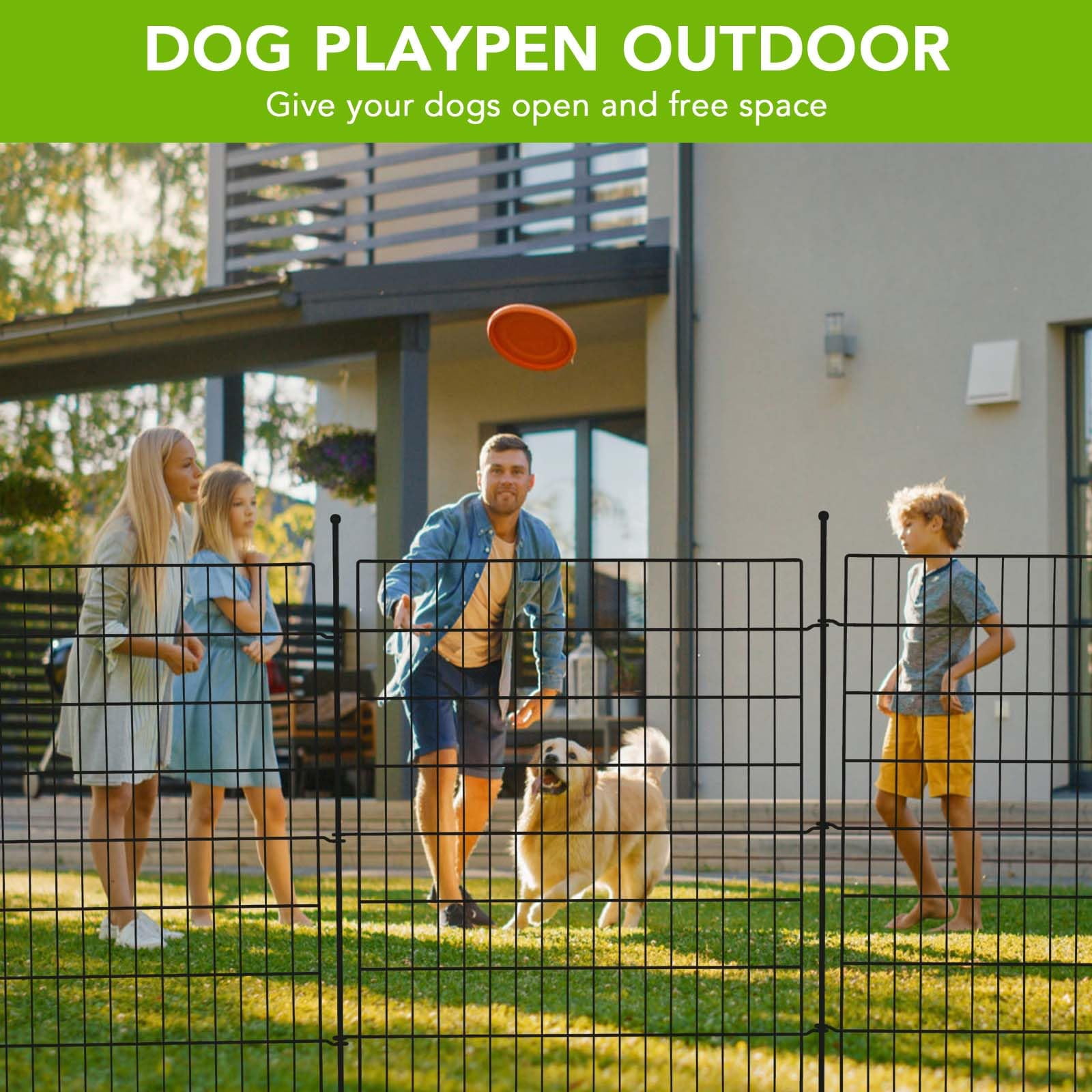 Garden Fencing Animal Barrier, Dog Fence Outdoor for Yard, Rustproof No Dig Decorative Tall Garden Fence Metal Wire Panel Border Patio Rabbit Ground Stakes Fencing, 10/15 Panels