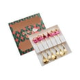 thumbnail image 2 of Cucharas y tenedores con personajes de pan de jengibre, árbol de Navidad, anciano navideño, vajilla decorativa, juego de cubiertos navideños para cafe Caja verde morada, 2 of 8