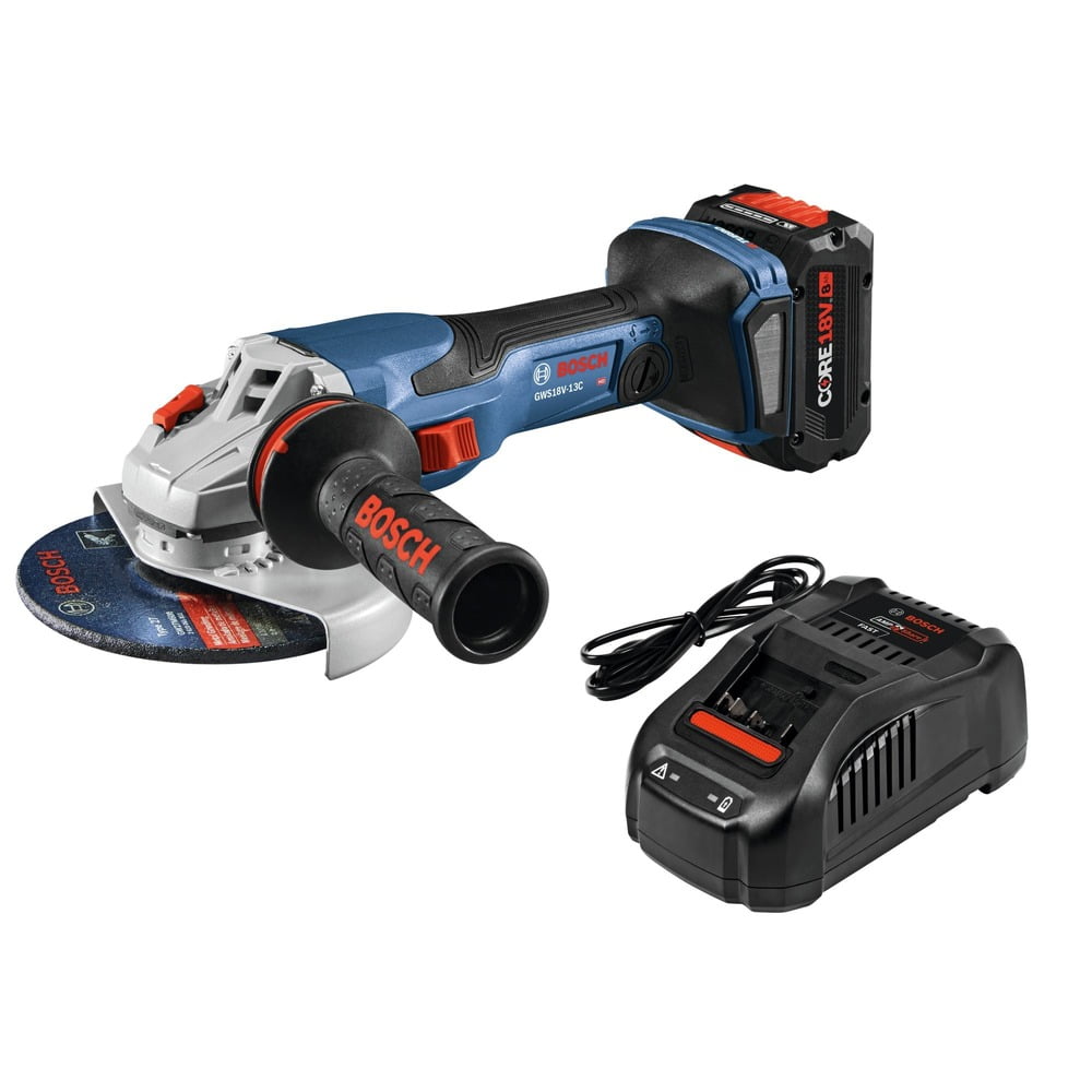 Restored Premium Bosch GWS18V-13CB14-RT 18V PROFACTOR Brushless Connected-Ready Lithium-Ion 5 in. - 6 in. Cordless Angle Grinder Kit with Slide Switch (8 Ah) (Refurbished)