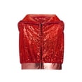 thumbnail image 6 of Sholeno Girls Sequins Sleeveless Zipper Hooded Top with Metallic Pants Set Club Jazz Hip Hop Disco Dance Outfits Red 6, 6 of 7