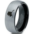 thumbnail image 1 of Tungsten Alaska The Last Frontier State Band Ring 8mm Men Women Comfort Fit Black Dome Brushed Gray Polished, 1 of 4