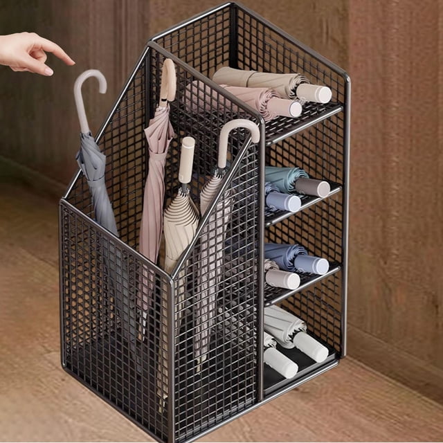 Paragüero de entrada, moderno y multifunción, práctico organizador de metal para pasillo, oficina, porche e interior.