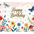thumbnail image 4 of Floral Themed Happy Birthday Banner Backdrop Background Party Decorations for Birthday Party Photography Props Celebrations Event Decor, 4 of 7