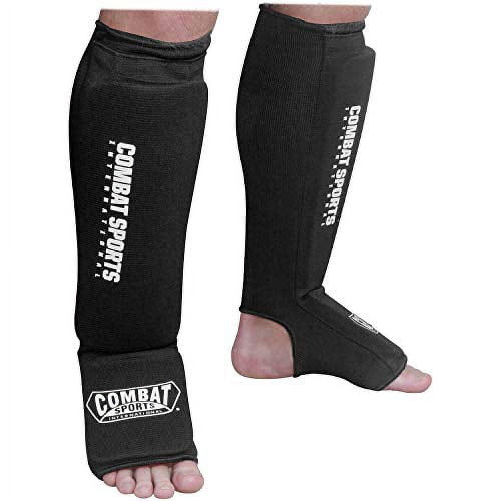 Combat Sports Adults Washable MMA Kickboxing Muay Thai Karate Elastic Cloth Shin & Instep Padded Guards Small Red