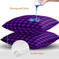 thumbnail image 4 of Throw Pillow Covers 16x16 Inch Set of 2, Black Purple Plaid Waterproof Outdoor Pillow Covers, Farmhouse Simple Buffalo Checked Decorative Cushion Pillowcases for Couch, Sofa, Bed, Garden, Patio, 4 of 7