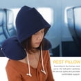thumbnail image 4 of Sarapandan Comfortable Hooded Neck Cervical Pillow Portable Travel Office U Shaped Rest Cushion(Blue), 4 of 8