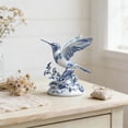 thumbnail image 3 of BUDAO00 Ceramic Chinoiserie Hummingbird Sculpture for Bathroom, Office, Room and Living Room Display Styling, Sculptural Figurine for Shelf or Coffee Table Decor, Blue & White, 3 of 6