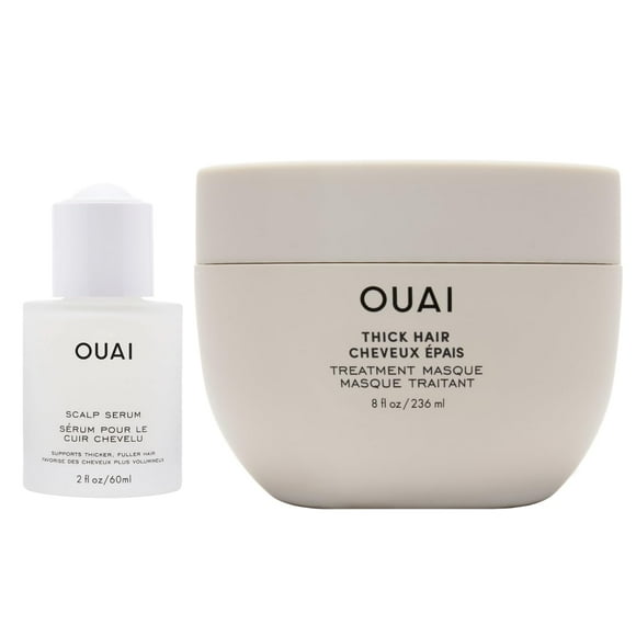 OUAI Scalp & Hair Treatment Bundle - Includes Serum and Masque for Moisturized, Shiny, and Healthy Hair (2 Count, 2 Oz/ 8 Oz)