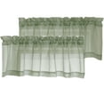 thumbnail image 2 of OVZME 42x14 Sage Green Sheer Curtains for Small Windows 2 Pack, 14" Short Cafe Valance for Kitchen Bathroom, Soft Voile Rod Pocket Topper Curtains, Each 42Wx14L, 2 of 7