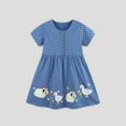 thumbnail image 2 of Gpaecead Toddler Girls Short Sleeve Dresses Duck Printed Cotton Casual Basic Knit Shirt Sundress with Pockets 4 Years Blue, 2 of 6