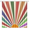 thumbnail image 2 of Sun Retro Sunrise Shower Curtain Rainbow 70s Colorful Minimalist Sunset Hippie Grunge Fabric Bathroom Decor Set with Hooks(70" Wx84 H), 2 of 3