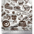 thumbnail image 1 of Soimoi Moss Georgette Fabric Cupcake,Donut & Cookies Food Print Sewing Fabric Yard 42 Inch Wide, 1 of 1