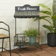 thumbnail image 3 of DecMode 32" x 21" x 44" Black Metal Flower Cart Plantstand, 3 of 15