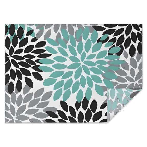 Simple Petal Shaped Geometric Floral Pattern Rectangle Tablecloth 60"x84",Waterproof Polyester Rectangle Table Cloth, Wipeable Spillproof Polyester Tablecloth for Dining, Camping, Indoor and Outdoor