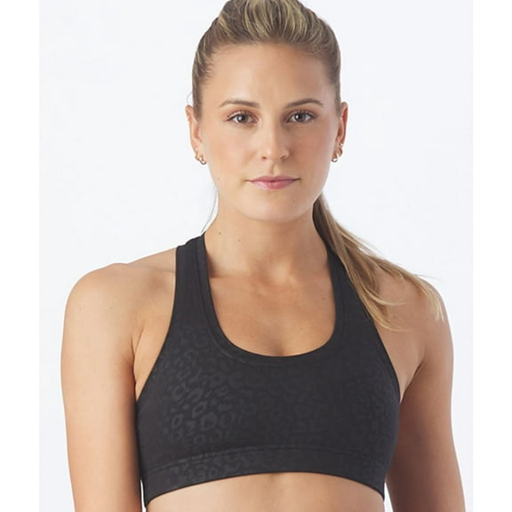 Glyder EMBOSSED LEOPARD Notch Medium Support Sports Bra, US Small